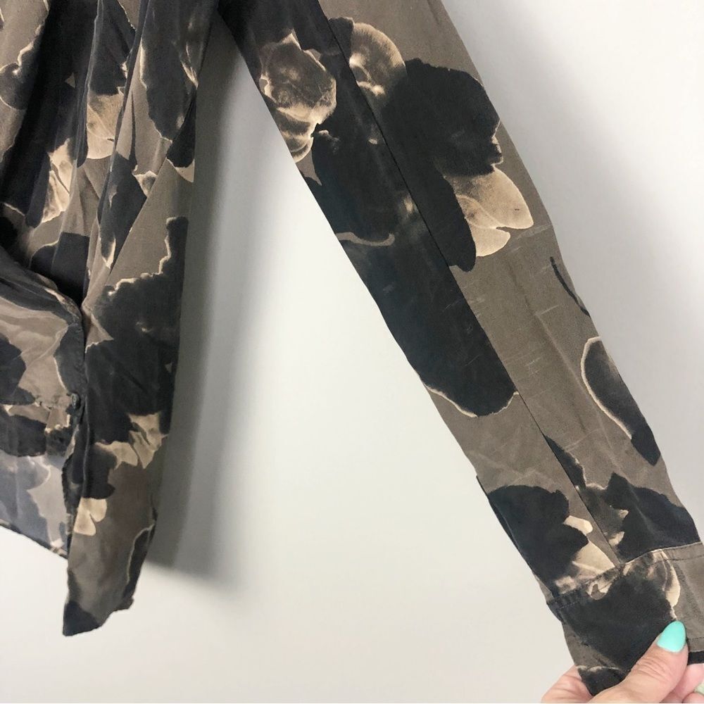 ALL SAINTS | Dissolve Serra 100% Silk Wrap Top Long Sleeve Floral Women’s Size 6 - Picture 6 of 11